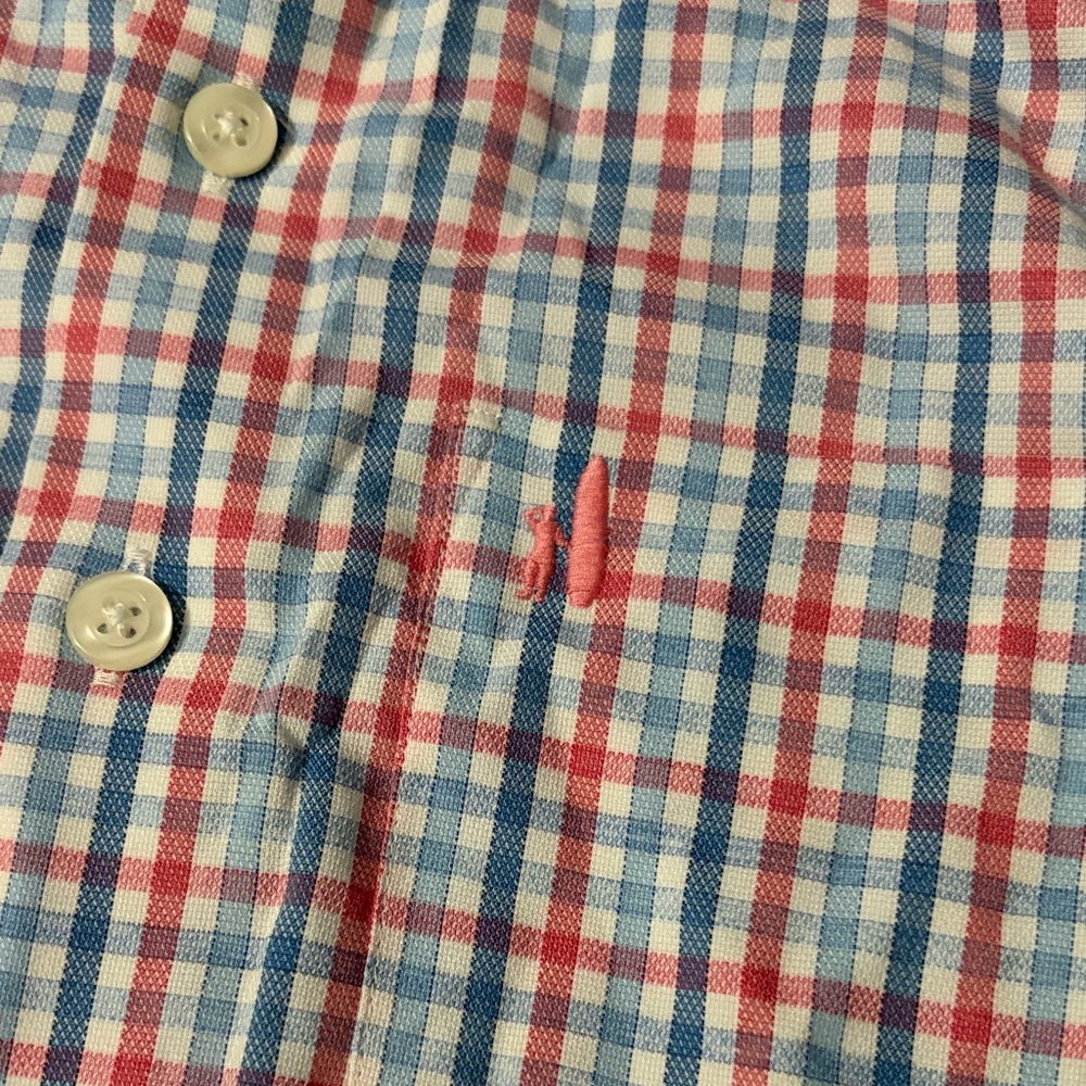 johnnie-O Blue and Red Plaid Button Down Shirt Size 10 - Picture 2 of 7